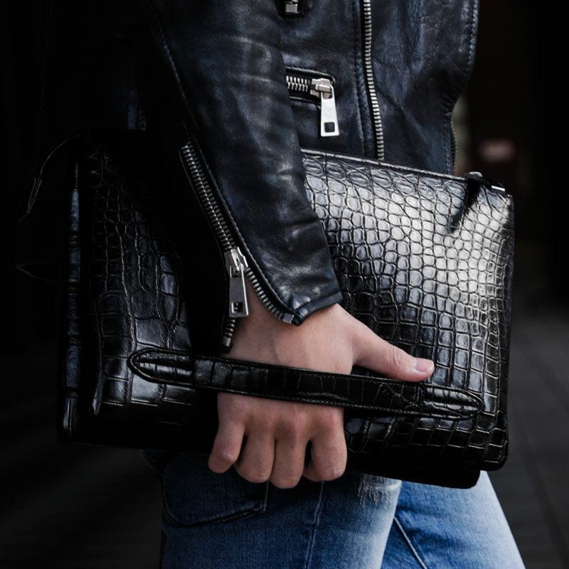 オールクロコダイルクラッチバッグ