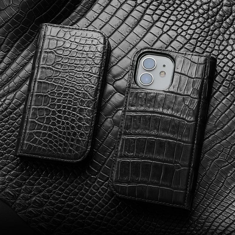 マットブラッククロコダイル iPhoneケース