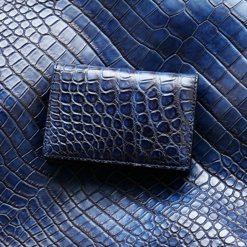 【池田工芸】藍染めクロコダイル名刺入れ