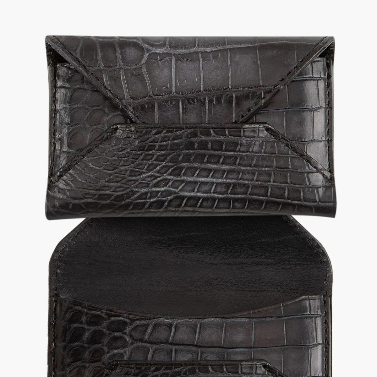 KAWAGEININ（革芸人）-ナイルクロコダイル 手染め名刺入れ（グレー）